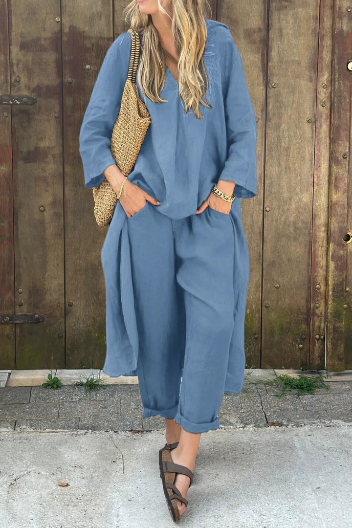 Anna – Eleganter Damen Zweiteiler Sommer Set Für Entspannte Eleganz-5