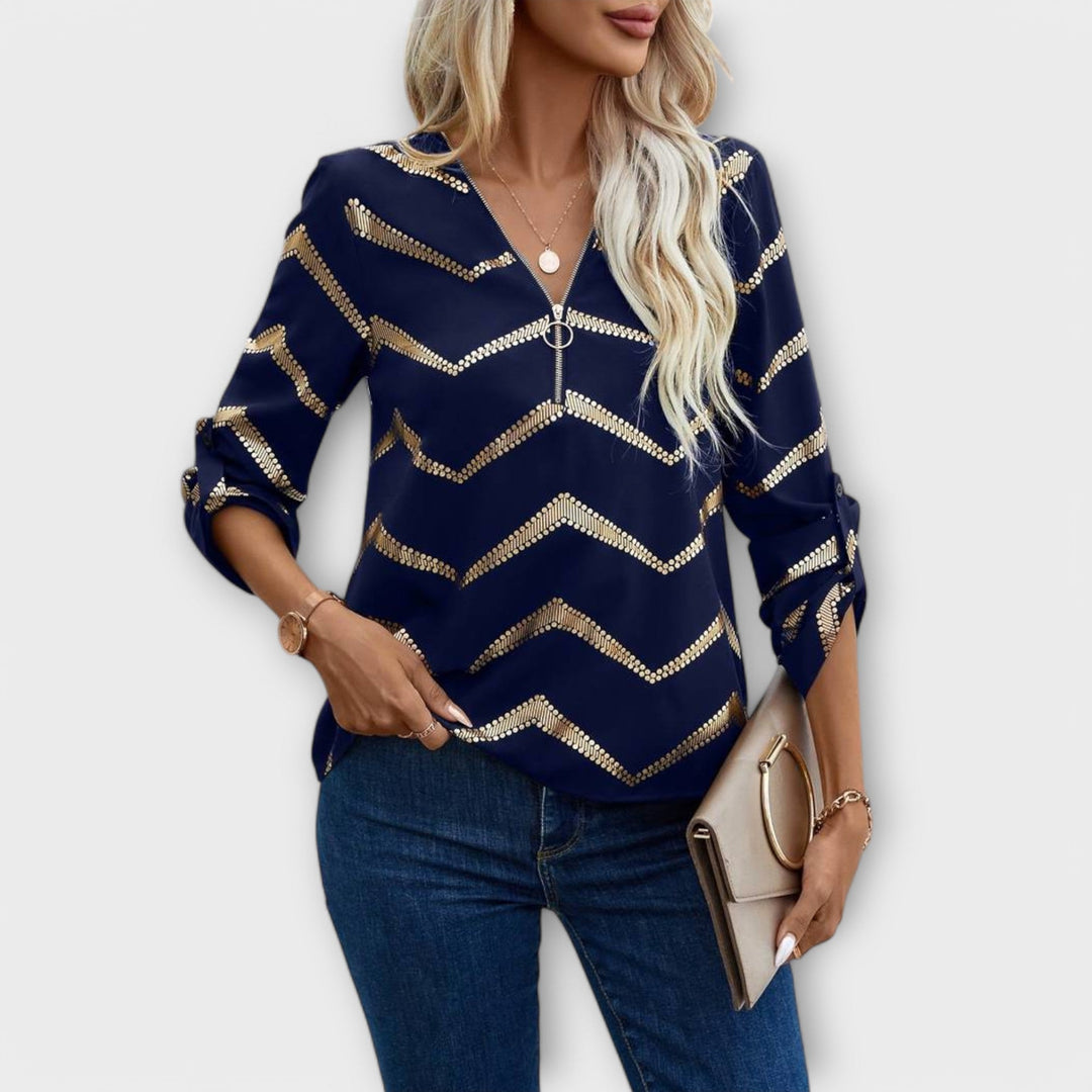 Emma - Elegante Damenbluse Mit Halbem Reißverschluss Für Festliche Anlässe | Stilvolle Bluse In S, M, L, XL-5