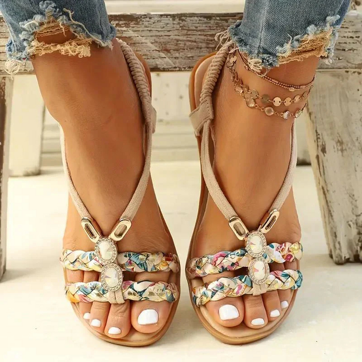 Variant image for Anna's Bequeme Damen Sandalen mit Slingback und Perlendetails – Flache Sommerschuhe für Elegante Outfits-10