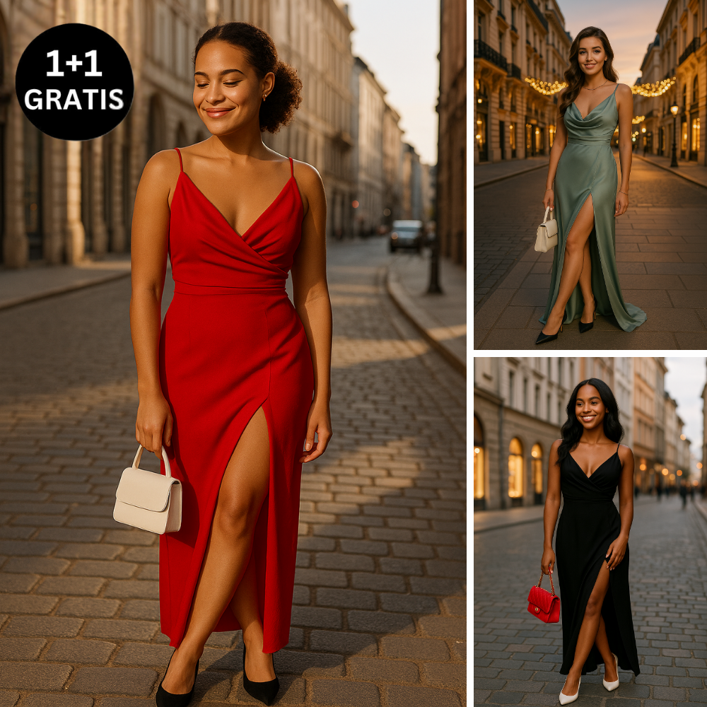 Celina – Elegantes Maxikleid mit verführerischem Schlitz