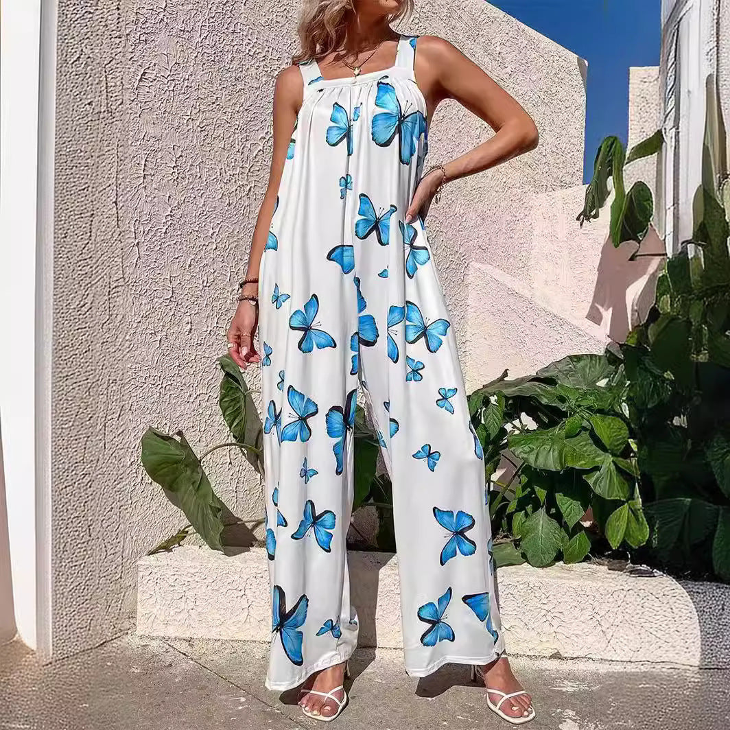 Variant image for Leichter Damen Jumpsuit Mit Weitem Bein – Ärmellos Bedruckt Für Sommer Freizeit-17