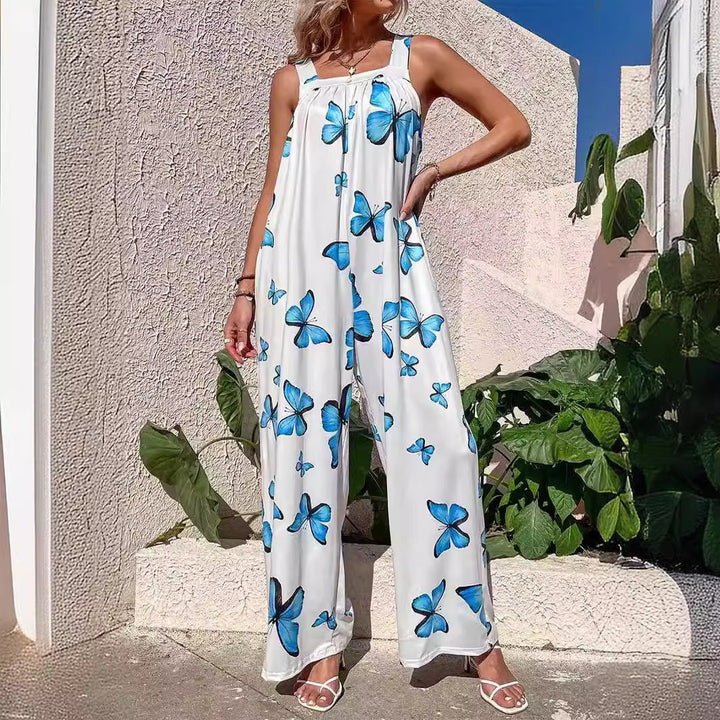 Variant image for Leichter Damen Jumpsuit Mit Weitem Bein – Ärmellos Bedruckt Für Sommer Freizeit-17