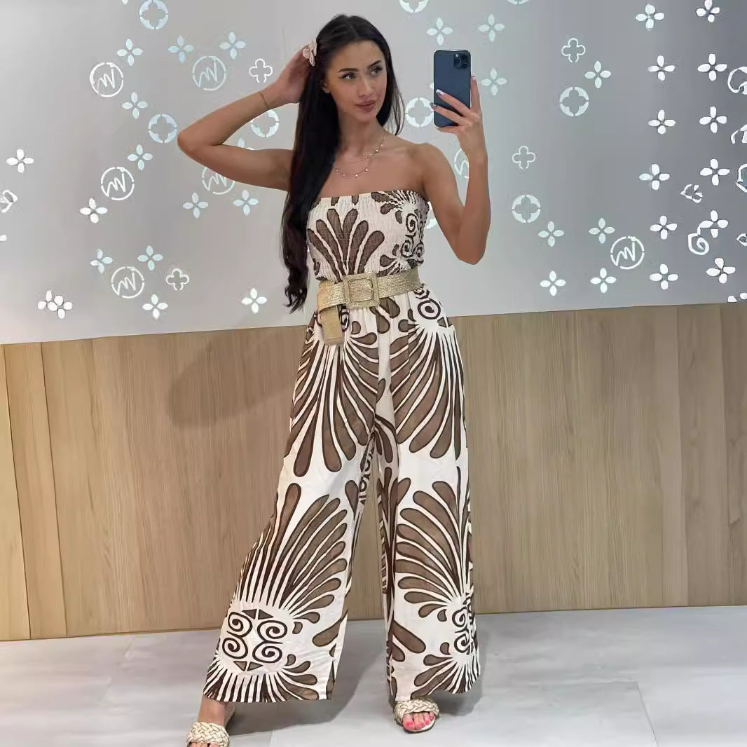 Variant image for Anna Trägerloser Jumpsuit Damen Elegant – Weit Beinig, Smocked Mieder, Leichter Stoff für den Sommer, Jumpsuit Weiß-9