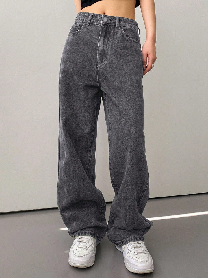 Max | Baggy Jeans Damen mit Gerader Beinform in Hellgrau – Bequeme Freizeitmode für Damen-4