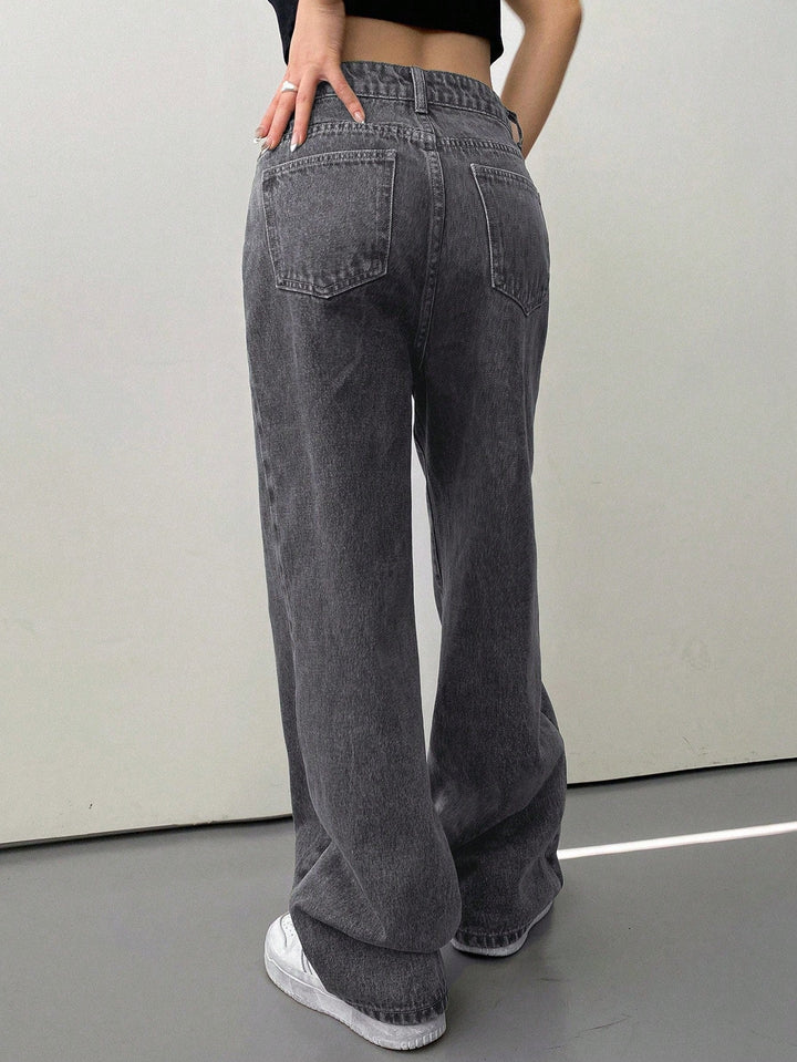 Max | Baggy Jeans Damen mit Gerader Beinform in Hellgrau – Bequeme Freizeitmode für Damen-5